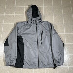 New Balance Mens Grey Hooded Runner's Wind/Rain Zip Up Jacket